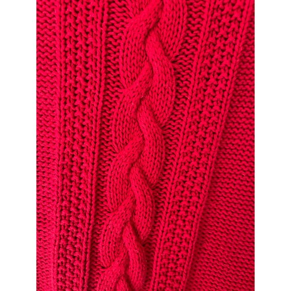 Chaps Sweater XL Red Cable Knit Front High Neck Acrylic Cotton Blend - Picture 4 of 8